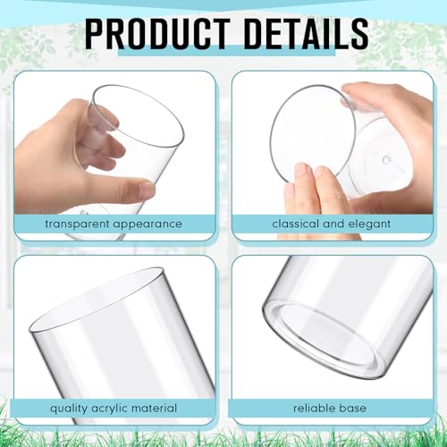 meekoo 3 Pcs Flower Acrylic Vase Cylinders Round Decorative 3 x 4 in Vase Break Resistant Acrylic Flower Cylinder for Centerpiece Home Wedding Decor(Clear, Classic) - color: Classic, size: 3 x 4 in