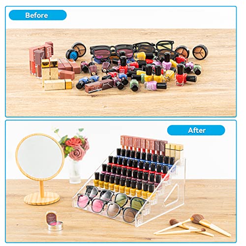 Pero Pero Nail Polish Organizer Acrylic Display Rack for Nail Polish Holder Sunglasses Organizer Essential Oils Holder Clear Eyeglasses Display Case Makeup Organizer - style: 5Layers