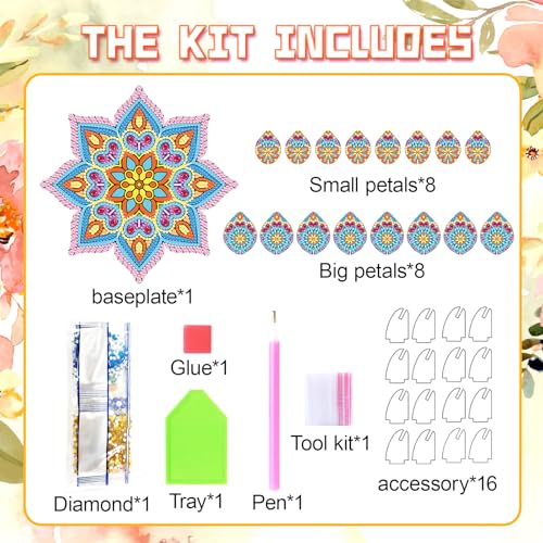 DIY Diamond Art Painting Candlestick Holders Mandala Flower Shape Desk Candle Tray Tabletop Ornaments for Wedding Festival and Party Home Table Centerpiece-Flower02 - color: Flower02