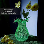 QFkris Hand Blown Glass Luminous Vase for Flowers 8" Teal Crystal Bubble Vases for Bouquet Home Decor Decorative Centerpieces Unique Gift for Birthday Housewarming Mothers Day - style: Luminous