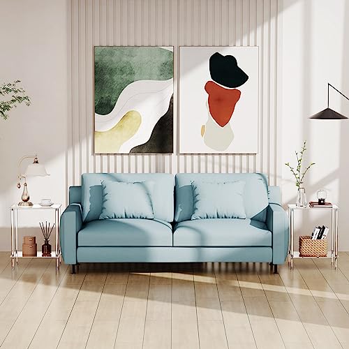 Clear Acrylic Side Table Set of 2, 2-Tier End Table for Living Room, Small Modern Bedside Tables Nightstand for Bedroom, Home Decor Accent Table, 15.7" L x 11.8" W x 19.82" H - size: 2 Tier 2-Pack
