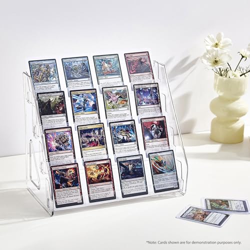 DEEIF 4 Tier Acrylic Trading Card Display Stand, 12" Riser Display Shelf for Magnetic Holders, Toploaders, PSA Graded Cards, TCG Sports Card Collection (2 Pack) - size: 4Tier, 2Pack