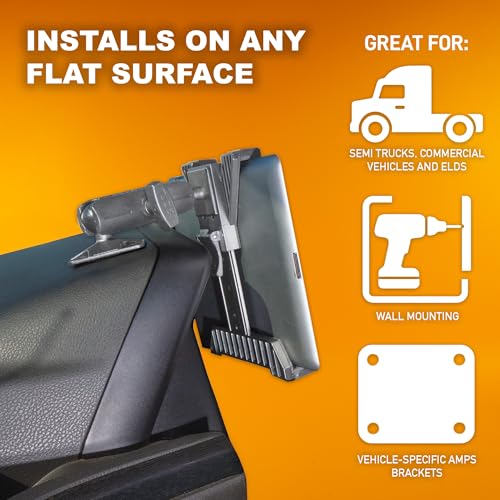 iBOLT TabDock Bizmount AMPs - Heavy Duty Drill Base Tablet Holder/Mount for All 7" - 11" Tablets- Great for Commercial Vehicles, Trucks, and Wall Mounting- Features 1 inch / 25mm Ball Joint