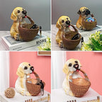 H&W Dog Candy Dish,Cute Key Bowl for Entryway Table,Dog Basket Statue,Resin Animal Sculptures Home Desk Decorations,Unique Funny Key Holder Bowl,Sundries Container Storage Basket