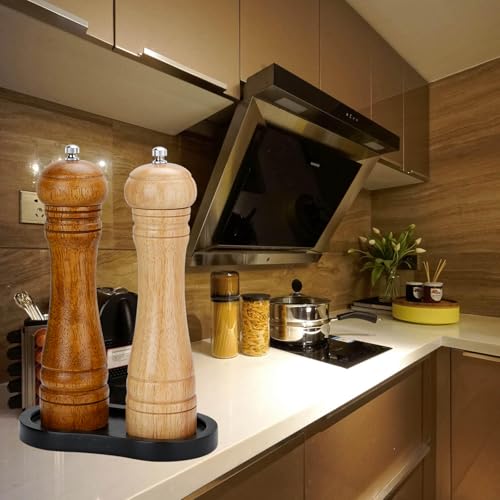 Black Salt and Pepper Mill Tray, Pepper Grinder Wood Rest, Work Surface and Dining Table Protector (Pepper mill not included) - color: I Black Colours Mill Rest
