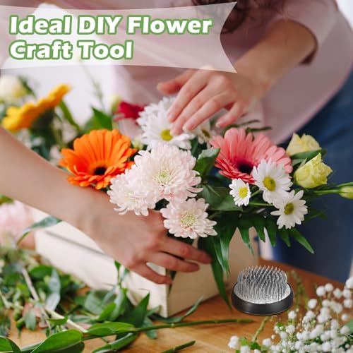 Sliner 16 Pieces Floral Frogs Round Flower Holder Japanese Ikebana Vase Kenzan Flower Arranger Floral Fixed Tools Pin for Arrangement Home DIY Craft(Silver,1.57 Inch) - color: Silver, size: 1.57 Inch