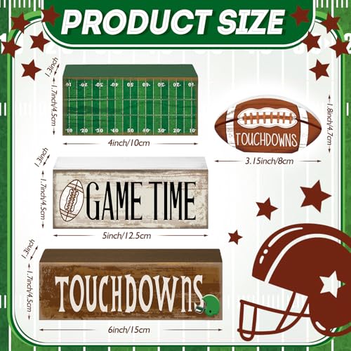 Yuntau 4 Pcs Football Table Decorations Spring Football Tiered Tray Decor Spring Wooden Sign Soccer Centerpiece Decorative Faux Book Stack Block for Coffee Table Fireplace Mantel Floating Shelf - style: Football