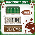 Yuntau 4 Pcs Fall Football Table Decorations Football Tiered Tray Decor Autumn Wooden Blocks Sign Game Time Touchdowns Centerpiece Decorative Faux Book Stack for Coffee Table Fireplace Mantel Shelf - style: Football