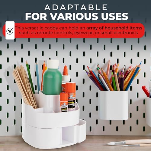 Masirs 360° Rotating Makeup Organizer – Small Acrylic Cosmetic Storage Caddy, 5 Compartments, Mini Lazy Susan for Vanity, Bathroom, Skincare, Brushes & Lipsticks, Square White - color: Square White