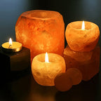 Himalayan Glow Hand Carved Himalayan Salt Candle Holders, Home Decor Item great as a Night light - size: 1 Count (Pack of 1)