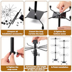 3 Tier 28.3 x 11.8 Inch Rotating Display Stand, Earring Display Rack, Black Metal Retail Display Stand with Hooks for Necklace, Bracelet, Earrings, and Keychains, Adjustable Height