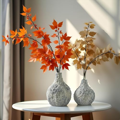 Stone Vases, Ceramic Bud Vase Set of 2 Minimalist Vases for Pampas Grass,Modern Vase for Wabi Sabi Home Decor, Shelf Decoration，Fireplace Decor,Coffee Table Decor - color: 109-2