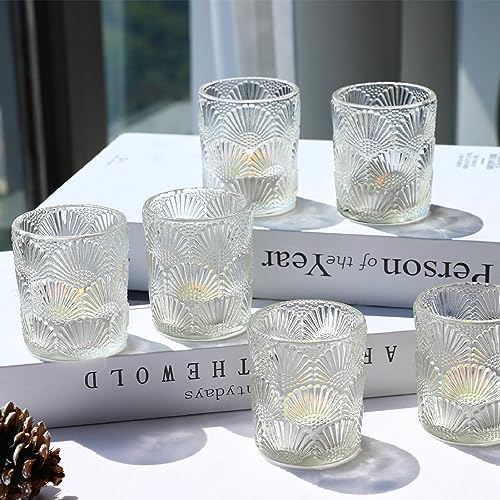 Woho 12Pcs Clear Votive Candle Holders Glass, Glass Tealight Candle Holder for Table Centerpiece, Vintage Tea Lights Candle Holder Decor for Wedding Table, Birthday Christmas Party - color: Clear