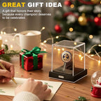 JupDec Championship Ring Display Case, Clear Acrylic Single Ring Holder with Durable Base, Dustproof Cube Showcase with Black Velvet Interior, Ideal Gift for Sports Memorabilia Fans - size: 1 Pack