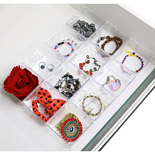 Simple Houseware Clear Drawer Organizer for Office Bin Desk Storage, 3.25"x 3.25", 12 Packs - size: Small Size
