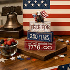 CroBlissful 4 Pcs 250th Anniversary 4th of July Decorations Patriotic Memorial Day Tabletop Decorations America Eagle Red White Blue Table Centerpieces USA Sign for Office Tiered Tray Home Shelf - style: 250 Years