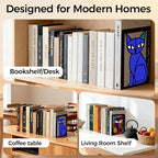 GUSFREUD Metal Cat Bookends Set of 2 – Decorative Cat Metal Book Ends for Shelves, The Mewsons Family Collection, Modern Cat Bookends for Living Room, Office & Bedroom