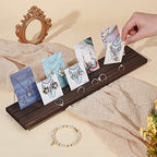 PH PandaHall Wooden Jewelry Display Stands, 3-Slot Wood Earring Card Holder Portable Jewelry Organizer Table Displays for Selling Earring Showing Jewelry Displaying, 15x3inch, Brown - color: Brown