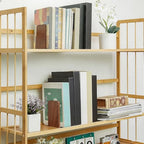 Eaasty 4 Pairs Wooden Bookends for Heavy Books, Walnut Wood Book Holders, Sturdy Non-Skid Book Stops for Shelves and Office Desk, 5.2 x 3.2 x 4.2 Inches