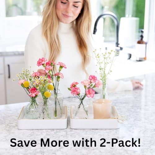 2 Pack White Catch All Trays for Jewelry| Small Leather Valet Tray| Key Bowl for Entryway Table EDC Trinket Tray Catch All| Perfume Trays for Dresser Organizer Perfume Holder (Set of 2) - color: White 2 Pack, size: 8" x 8" x 1.8"