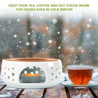 KAYCROWN Teapot Warmer, Ceramic Tea Warmer for Teapot, Tealight Warmer with Tealight Holder for Heating Coffee Milk Tea Warmer, Teapot Heater (White)