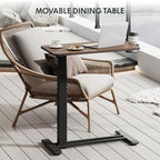 FLEXISPOT H7 Adjustable Overbed Bedside Table with Wheels Pneumatic Mobile Standing Desk Laptop Desk Rolling Computer Cart Movable Table Hospital Home Use(27.6" W x 15.7" D, Mahogany Table) - color: Mahogany, size: Small