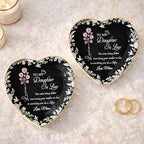 Personalized Jewelry Dish for Daughter in Law, Ceramic Trinket-Dish Heart Shape Ring Holder, Mother in Law Gift, Sentimental Keepsake Tray, Birth Floral Jewelry Organizer - color: Daughter In Law 127