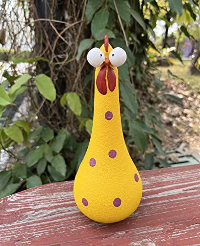 Tellme Long Neck Chicken Statue, Resin Rooster Sculpture, Creative Crafted Art Figurines, Funny Outdoor Decor, Cute Cock Decoration for Lawn, Yard, Office, Home, Weird Garden Gifts (1 PC)
