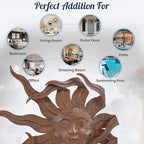 Metal Sun Wall Art Decor 21" W Large Sunface Outdoor Decor - size: 21"L x 20"W