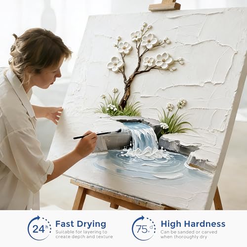 Smallbudi Modeling Paste 600 ml / 30 oz - High Density Acrylic Medium for Texture Art and Thickness, Structural Molding Texture Paste for Acrylic Painting, Canvas, Sculpture, Art Projects, 3D Effect