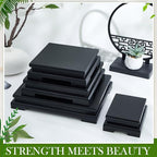 Chunful 2 Pcs Square Wooden Display Stand Wood Vase Display Base Black Pedestal Stand Square Vase Riser for Vases Teapot Trophy Collectibles Aquarium Lamp Home Decoration(7.9 x 7.9 x 2 Inch) - size: 7.9 x 7.9 x 2 Inch