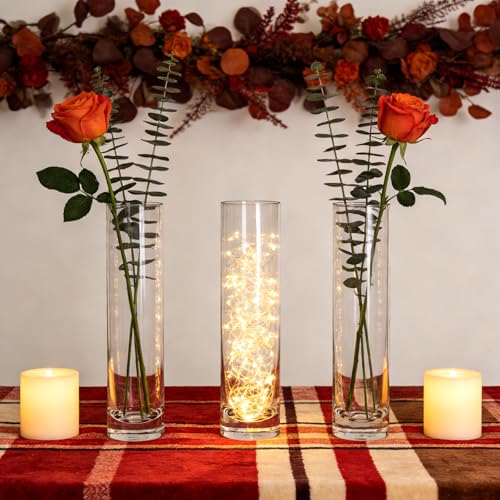 Brajttt 7.48 inch Tall Vases for Flowers,12PCS Glass Cylinder Vase, Single Rose Bud Vase for Event Decor,Bud Vases in Bulk for Wedding Centerpieces,Home Aesthetic Desk Decor, Party Decorations