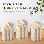 Natural Marble Book Ends - Heavy Duty Bookends for Shelves - Aesthetic Layered Arch Design Stone Book Holders, Unique Modern Office Bookshelf Stopper Decor for Books/CDs(Travertino Turkey) - style: Arched-Beige