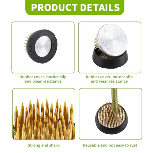 9 Pcs Flower Frogs Round Brass Flower Holder Japanese Ikebana Vase Floral Frogs Flower Arranger Flower Fixed Tools Pin for Flower Arrangement Home DIY Craft (1.34 Inch)