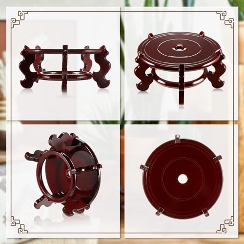 Geetery 2 Pcs 4 to 12 in Wooden Plant Stands Indoor Chinese Oriental Plant Stand for Vase Fishbowl Flower Pot Lamp Redwood Base Vintage Display Rack Decor(4 Inch) - size: 4 Inch