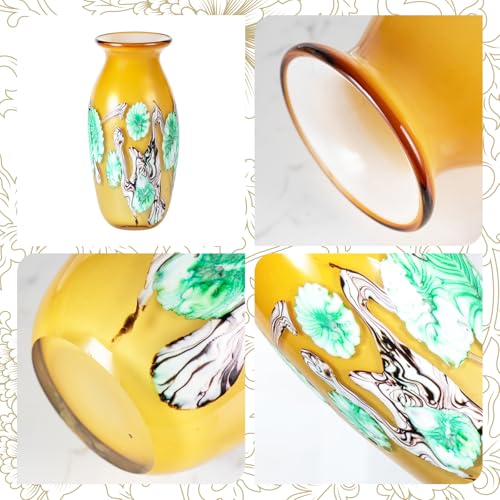 KAMMAK Colored Glass Vase, Beautiful Hand Blown Decorative Vase, Modern Art Vase for Flower Mantle Dining Table Centerpiece, Entryway Living Room Wedding Decoration (JG2069) - style: JG02069