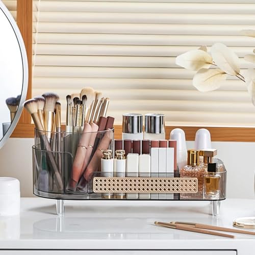 Booklov Rotating Makeup Organizer for Vanity, Large Capacity Cosmetic Display Case, Clear Acrylic Countertop Beauty Storage Holder for Skincare, Brush Eyeliner Lipstick, Counter Table, Crystal Black - color: Crystal Black, size: L02