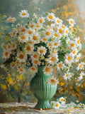 TUTUMAY21 Daisies in Green Vase 5D Diamond Painting for Adults, Flowers DIY Round Diamond Art Kit, Floral Spring Gem Art for Home Wall Decor 12x16inch