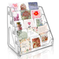 Tall 5-Tier Acrylic Card Display Stand for Greeting Cards, Sports Cards, Postcards, Stickers & Brochures, Easy Snap-On Sticker Display Rack
