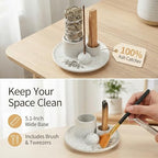 Palo Santo Sticks Holder, Multi-Purpose Handmade Ceramic Incense Burner for Palo Santo Incense Sticks, Sage Holder for Burning, Ash Catcher Tray for Meditation Yoga Room (Spotted White) - color: Spotted White