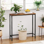 HOOBRO Narrow Console Table, 29.5" Small Entryway Table, Thin Sofa Side Display Table, for Hallway, Bedroom, Living Room, Foyer, Rustic Brown and Black BF75XG01 - color: Rustic Brown + Black