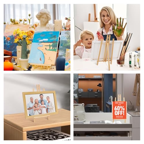 ESRICH 6 PCS 16 Inch Wood Easels, Tabletop Easel for Painting,Painting Party, Displaying Canvases, Kids Student Table School Desktop, Portable Canvas Photo Picture Sign Holder - style: 16"-6P