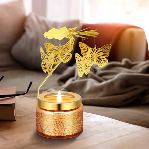 Kunrsug Butterfly Rotating Scented Candles Gift Set for Birthdays, Christmas, Thanksgiving, or As A Unique Present for Your Mom, Sister, Girlfriend, Colleagues, Friends, or A Dear Friend - style: Butterfly