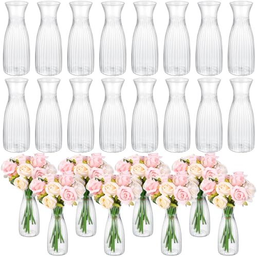 Mumufy 24 Pcs Plastic Bud Vases Bulk Small Clear Container for Flowers Height Shatterproof Bud Vase for Centerpieces Wedding Home Table Decorations Formal Dinners(2.64 x 6.69 Inch) - size: 2.64 x 6.69 Inch