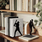 Peacoblue Metal Bookends for Shelves, Modern Decorative Heavy Duty Study Book Support Stoppers for Office, Desk, Shelf, Room 5.3"x4.3"x7.9" Cast Iron Simple Tall Bookends, 1 Pair (Baseball) - style: Baseball