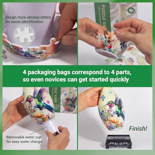 3D Puzzle Vase,160 Pieces 3D Puzzle Vase for Flowers,Unique Adult Crafts and Art,Great Gift for Women, Mother’Day Gifts, 3D DIY House Warming Gift for Flower Arrangements and Home Decor