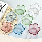 Pink Flower Jewelry Trinket Dish, Glass Ring Holder Tray, Small Trinket Bowl Gifts for Women - color: golden-edged pink