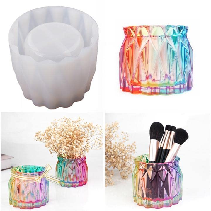 Resin Silicone Mold, Pen Makeup Brush Holder Silicone Molds Resin Casting Jar Storage Pot Mould for DIY Jewelry Craft Supplies Flower Pot - color: Jar mold