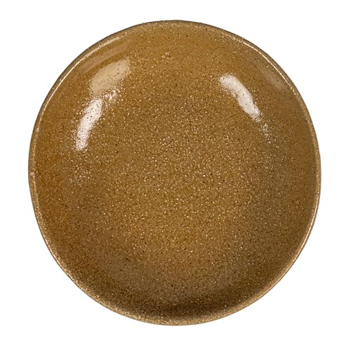 Creative Co-Op Stoneware Footed Pedestal/Bowl with Handles, Reactive Glaze, Taupe - color: Taupe, size: 8.0" Round x 3.75" Tall