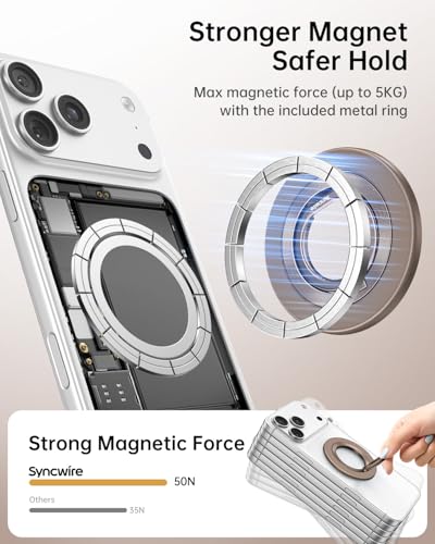 SYNCWIRE Magnetic Phone Ring Holder for MagSafe, 360° Rotation Cell Phone Grip Stand Finger Ring Kickstand Two-Sided Magnet Compatible with iPhone 17 Pro Max 16 15 14 13 12 MagSafe Accessories - color: Single Ring-1PCS-Desert Gold